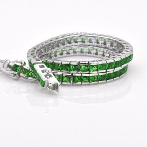 💎 Sterling Silver Green Emerald Tennis Bracelet